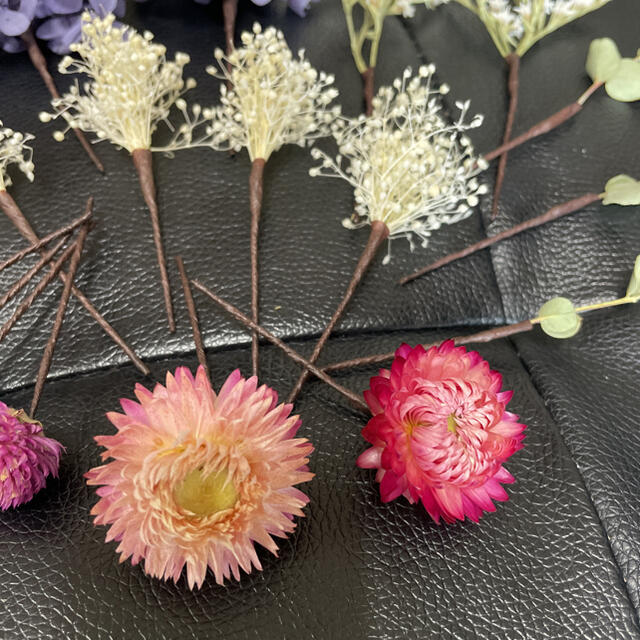 ドライフラワー　ヘアアクセサリー　紫陽花 ハンドメイドのアクセサリー(ヘアアクセサリー)の商品写真