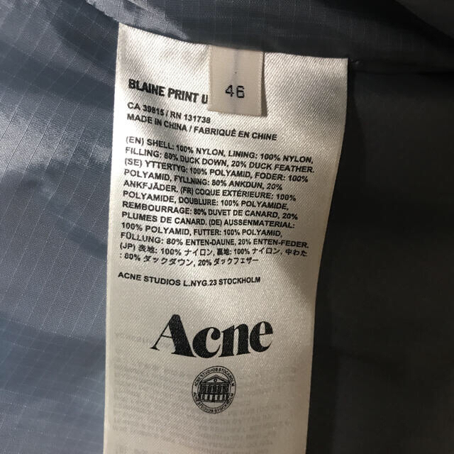 ACNE(アクネ)のAcne Studios Down Jacket アクネストゥディオズ  美品 メンズのジャケット/アウター(ダウンジャケット)の商品写真