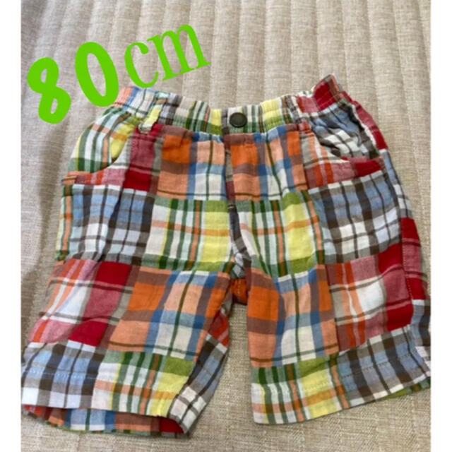 赤系のチェックパンツ　80㎝　男の子 キッズ/ベビー/マタニティのベビー服(~85cm)(パンツ)の商品写真