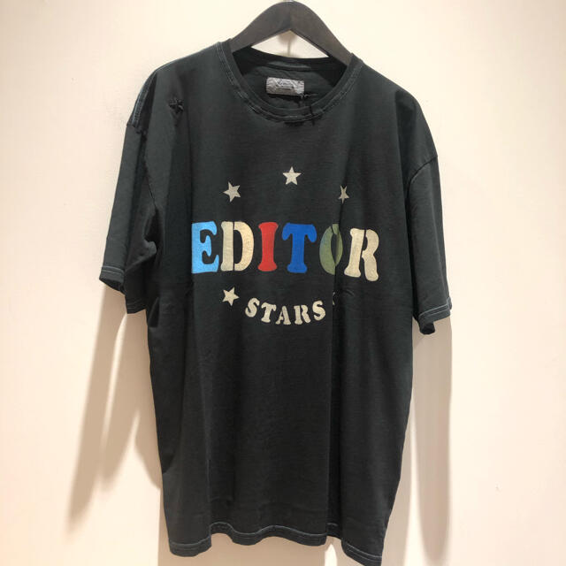 Tシャツ/カットソー(半袖/袖なし)THEEDITOR Lサイズ BLACK フロントロゴ イタリア 新品未使用！