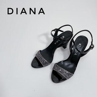 ダイアナ(DIANA)の【DIANA】グリッター　サンダル　黒　24cm(サンダル)