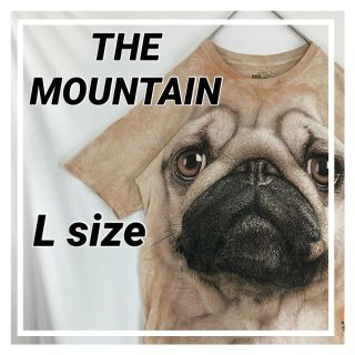 【USA古着】THE MOUNTAIN 犬　パグ　ビッグ　Tシャツ　タイダイ(Tシャツ/カットソー(半袖/袖なし))