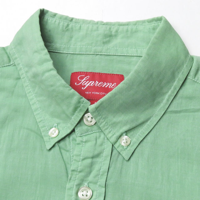 Supreme シュプリーム 13SS cruise shirt コットンテンセル ショートスリーブBDシャツ S グリーン 半袖 ボタンダウン トップス【Supreme】