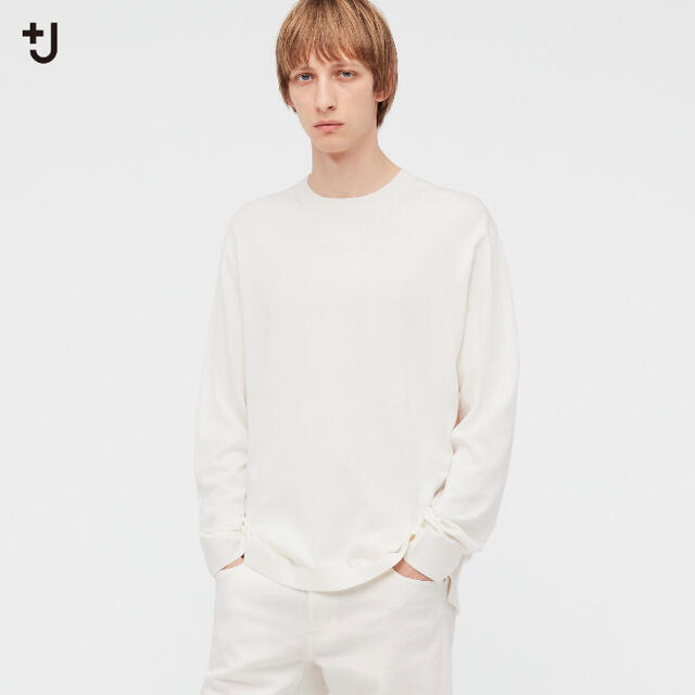 UNIQLO(ユニクロ)のユニクロ ＋J シルクコットンクルーネックセーター ホワイト XXL メンズのトップス(ニット/セーター)の商品写真