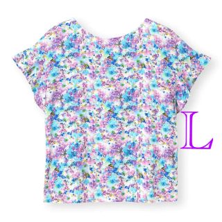 ジーユー(GU)の新品未使用 ☆GU ☆蜷川実花 ☆プリントブラウス ☆ブルー☆Lサイズ(Tシャツ(半袖/袖なし))