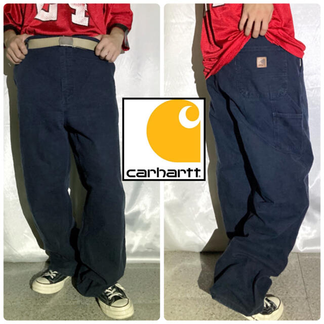 メキシコ製 Carhartt ペインターパンツ 革ロゴ ダック地 ネイビー