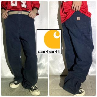 カーハート(carhartt)のメキシコ製 Carhartt ペインターパンツ 革ロゴ ダック地 ネイビー(ペインターパンツ)