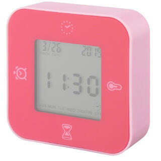 イケア(IKEA)のikea イケア  KLOCKIS 時計 温度計 アラーム タイマー ピンク(置時計)
