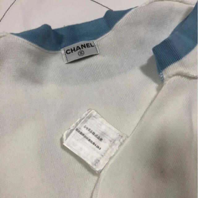 CHANEL(シャネル)のCHANELホワイトニットTシャツ レディースのトップス(Tシャツ(半袖/袖なし))の商品写真