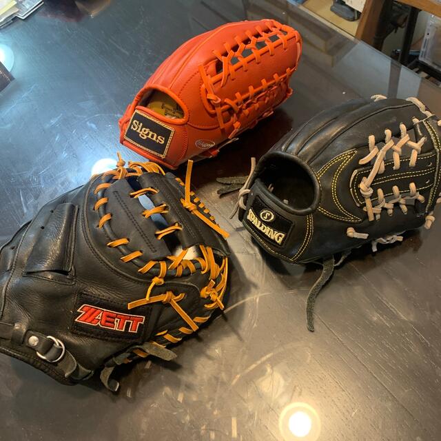 野球グローブキャッチャーミット3個セット ZETT signs SPALDING - www