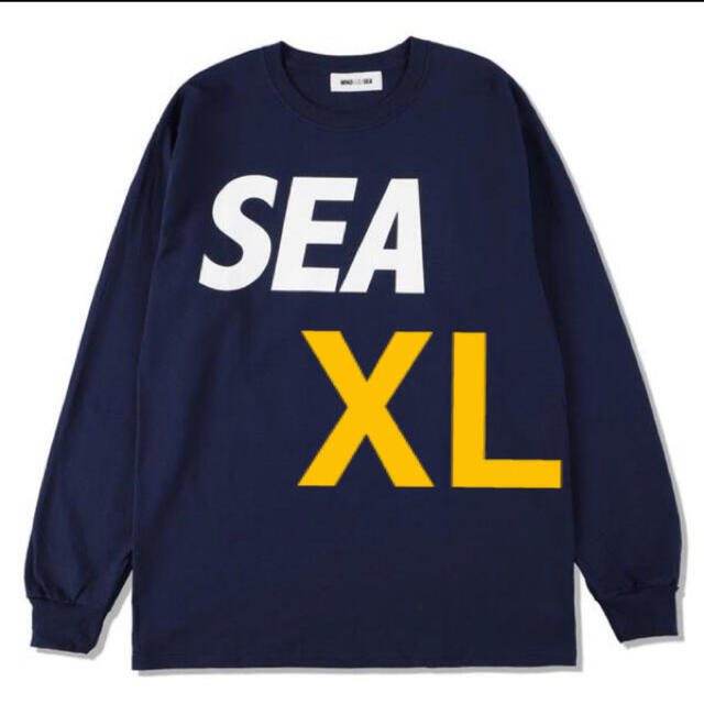 L/S T-SHIRT / Navy-White wind and sea