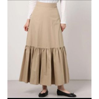 アメリヴィンテージ(Ameri VINTAGE)のclane VOLUME TIERED MAXI SKIRT ベージュ(ロングスカート)