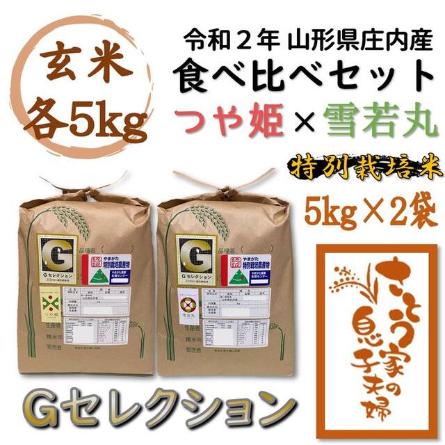 令和２年　山形県庄内産　食べ比べセット　玄米１０ｋｇ　Ｇセレクション