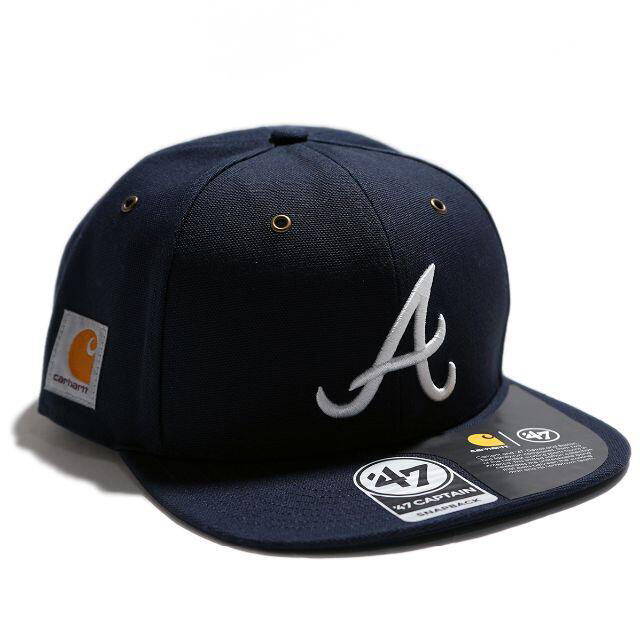 カーハート×'47★ネイビー MLB アトランタブレーブス キャップ 帽子