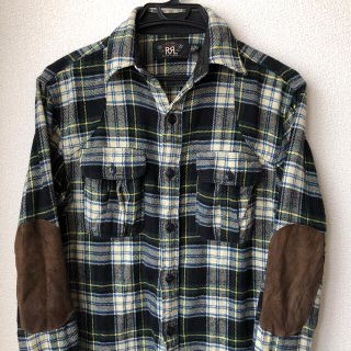 ダブルアールエル(RRL)のダブルアールエル　チェックシャツ ネルシャツ　ユニオンチケット　エルボーパッチ(シャツ)