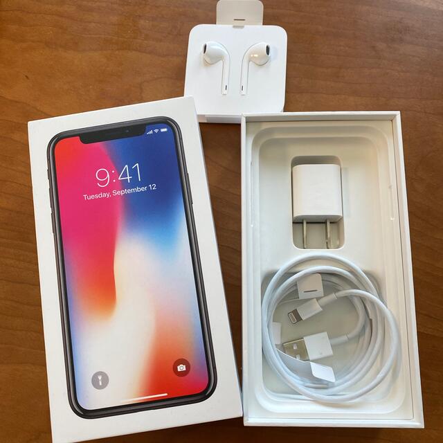 iPhone(アイフォーン)のiPhone X 付属品　箱　充電コード　イヤホン スマホ/家電/カメラのオーディオ機器(ヘッドフォン/イヤフォン)の商品写真