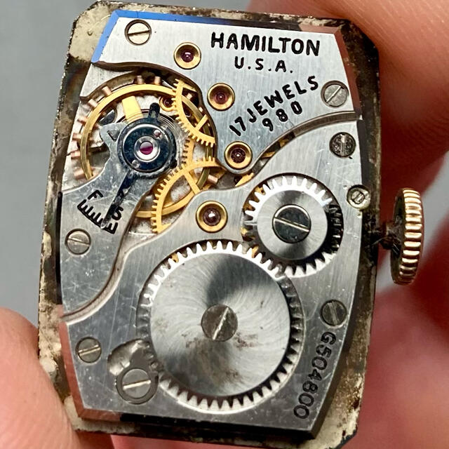 Hamilton(ハミルトン)の動作良好★ハミルトン アンティーク 腕時計 1940年代 メンズ 手巻き 長方形 メンズの時計(腕時計(アナログ))の商品写真