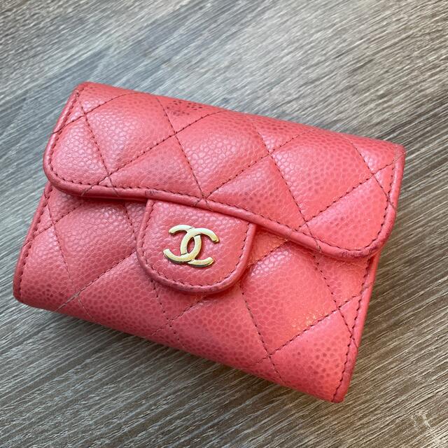 CHANEL - シャネル ❁ マトラッセキャビアスキン ピンク 名刺入れ