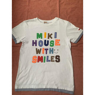 ミキハウス(mikihouse)のミキハウス ロゴアップリケが素敵なTシャツ　サイズ3 160 ママサイズ(Tシャツ/カットソー)