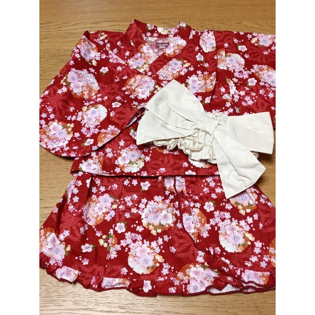 日本製　浴衣ドレス　帯付き　95サイズ キッズ/ベビー/マタニティのキッズ服女の子用(90cm~)(甚平/浴衣)の商品写真