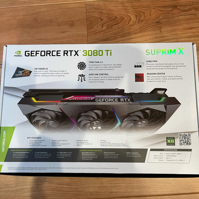 【新品】MSI GeForce RTX 3080Ti SUPRIM X 12G スマホ/家電/カメラのPC/タブレット(PCパーツ)の商品写真