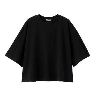 ジーユー(GU)のGU クロップドT(5分袖) ブラック XL(Tシャツ(半袖/袖なし))