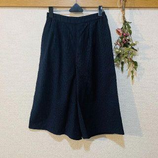 マジェスティックレゴン(MAJESTIC LEGON)の【 MAJESTIC LEGON 】ストライプ ガウチョパンツ ネイビー(クロップドパンツ)