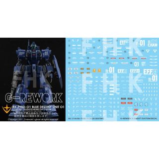 HG ブルーディスティニー 1号機 G-REWORK製 水転写デカール(模型製作用品)