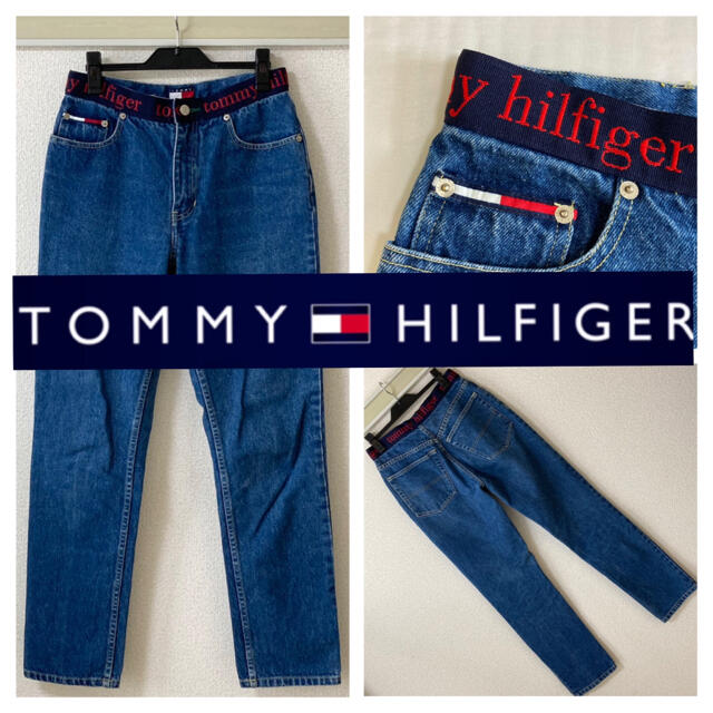 TOMMY HILFIGER(トミーヒルフィガー)の90s◆トミーヒルフィガー◆ウエストロゴテープ デニム ジーンズ ヴィンテージ レディースのパンツ(デニム/ジーンズ)の商品写真