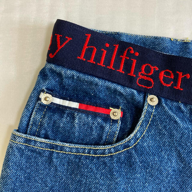 TOMMY HILFIGER(トミーヒルフィガー)の90s◆トミーヒルフィガー◆ウエストロゴテープ デニム ジーンズ ヴィンテージ レディースのパンツ(デニム/ジーンズ)の商品写真