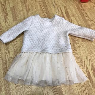 プチバトー(PETIT BATEAU)のプチバトー チュニック ワンピース 白 6m 67cm(ワンピース)