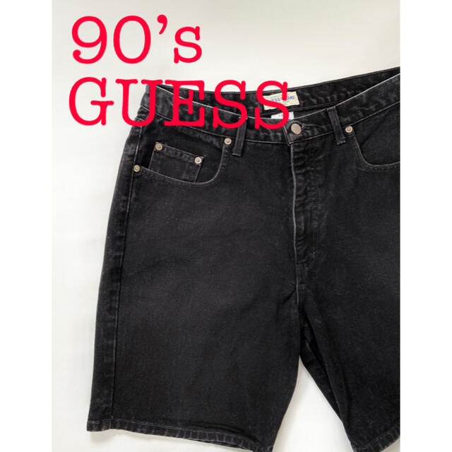 GUESS(ゲス)の90’s GUESS ブラックデニム ハーフパンツ　ゲス　バギー　ヴィンテージ メンズのパンツ(ショートパンツ)の商品写真
