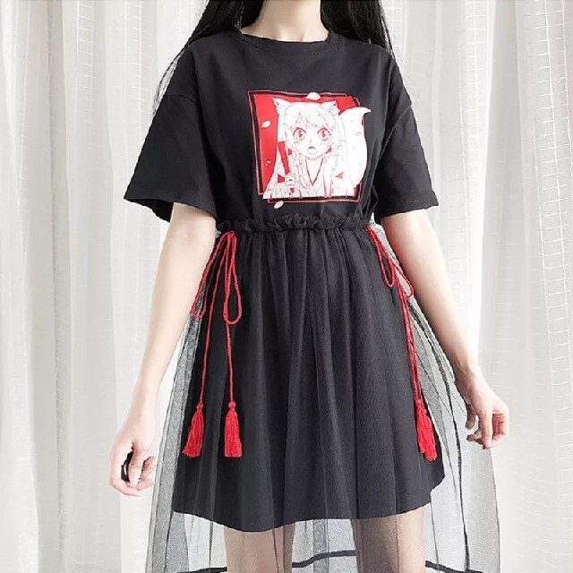 Tシャツワンピース レーススカート 蚊帳スカート セットアップ風 イラスト 赤黒の通販 By ふりましょっぷ ラクマ Tシャツワンピース レーススカート 蚊帳スカート セットアップ風 イラスト 赤黒の通販 By ふりましょっぷ ラクマ