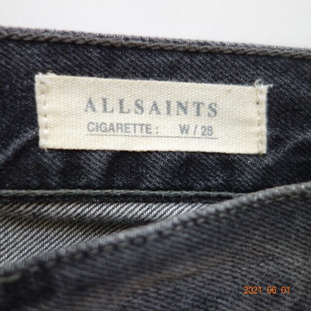 All Saints(オールセインツ)のAll Saints オールセインツ ブラック デニムパンツ ダメージ スキニー メンズのパンツ(デニム/ジーンズ)の商品写真