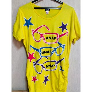 アナップ(ANAP)の【アナップガール】メガネ半袖Tシャツ♪イエロー♪ANAPGIRL(Tシャツ/カットソー)