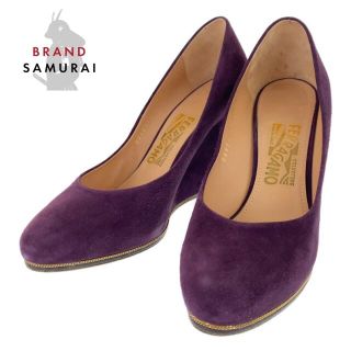 サルヴァトーレフェラガモ(Salvatore Ferragamo)のフェラガモ パープル レザー/スウェード パンプス レディース 104447(ハイヒール/パンプス)