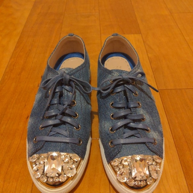 MIU MIU ビジュー デニムスニーカー 24cm 24.5cm | myglobaltax.com