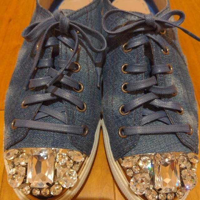 MIU MIU ビジュー デニムスニーカー 24cm 24.5cm | myglobaltax.com
