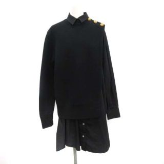 サカイ(sacai)のサカイ ドレス シャツワンピース レイヤード スウェット アシンメトリー M 黒(その他)