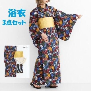 メルロー(merlot)の激安！新品【送料込】merlot フルーツ柄浴衣セット(浴衣+帯+下駄)(浴衣)