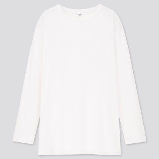 ユニクロ(UNIQLO)の美品2020年購入UNIQLOコットンロングT長袖S無地ホワイト重ね着カットソー(カットソー(長袖/七分))