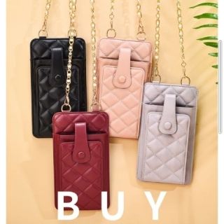 スマホケース 財布 ポシェット キルティング パールチェーン puレザー