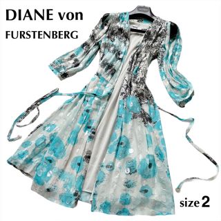 ダイアンフォンファステンバーグ(DIANE von FURSTENBERG)のダイアンフォンファステンバーグ シルク カーディガン 花柄 総柄 メタリック 2(カーディガン)