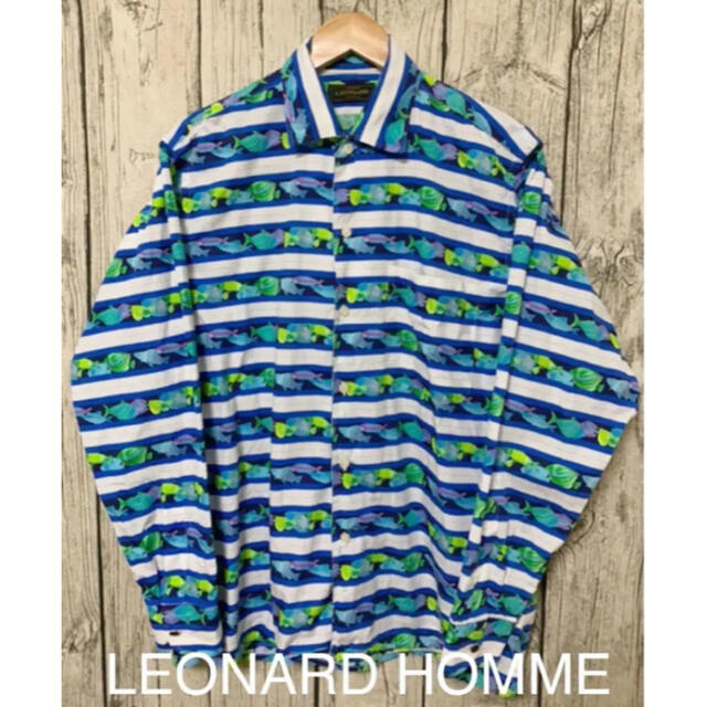 好きに LEONARD メンズ　長袖シャツ　総柄　レオナールオム　ボーダー HOMME LEONARD - シャツ