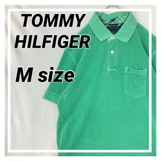 トミーヒルフィガー(TOMMY HILFIGER)の【人気カラー】　トミーヒルフィガー　ポロシャツ　ロゴ刺繍　グリーン　チェック(ポロシャツ)