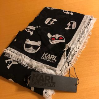 カールラガーフェルド(Karl Lagerfeld)の【美品】KARL LAGERFELD★カールラガーフェルド　総柄大判ストール(ストール/パシュミナ)