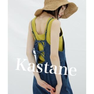 カスタネ(Kastane)の【新品.未使用】kastane BACKリボンデニムキャミサロペット(サロペット/オーバーオール)