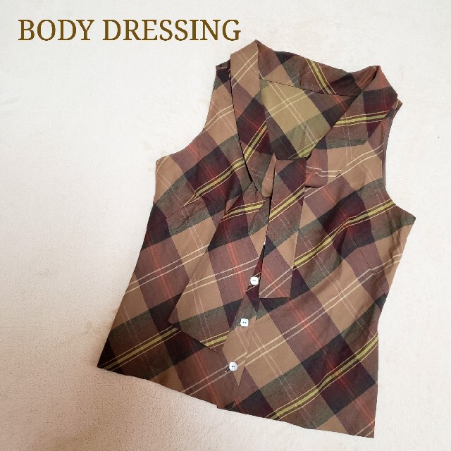 BODY DRESSING 国産 ビンテージ チェック柄 タイ付き ブラウス