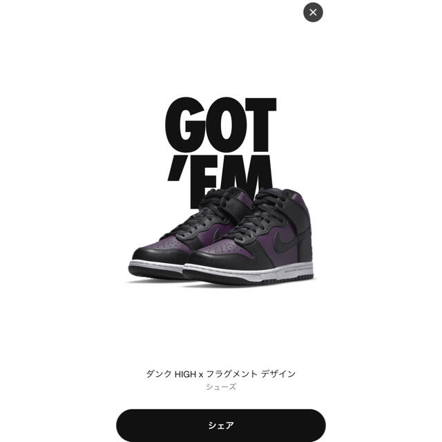 Nike✖️ fragment  DUNK HIGH 最安値