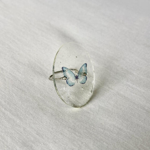 Lochie(ロキエ)の୨୧ Vintage rétro Butterfly Glass Ring #1 ハンドメイドのアクセサリー(リング)の商品写真